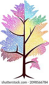colorful tree with leaves vector icon design