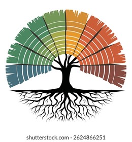 Colorful Tree of Life with Layered Growth Chart
