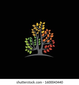 Colorful tree logo design. Abstract tree icon