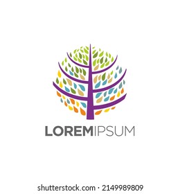 a colorful tree logo with neatly arranged leaves