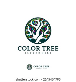 Colorful Tree logo vector template, Creative Tree logo design concepts