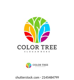 Colorful Tree logo vector template, Creative Tree logo design concepts