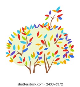 Colorful tree with one twig
