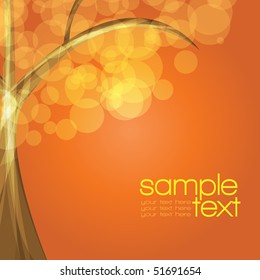 Colorful tree with orange-brown background - vector