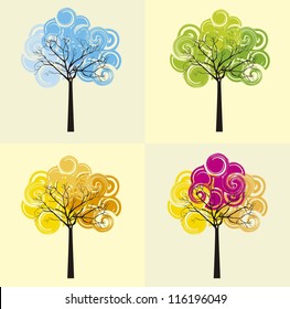 colorful tree over beige background. vector illustration