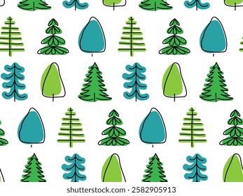 Colorful tree pattern featuring various shapes and sizes in a playful design