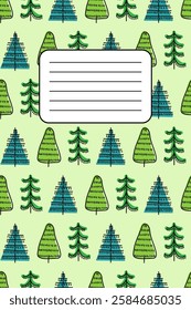 Colorful tree pattern on light green background with empty text box for notes or messages