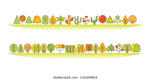 colorful tree and plants vector on whitebackground