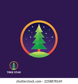 Plantilla de logotipo de estrella de árbol colorida