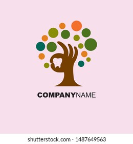 A colorful tree and a tooth logo template
