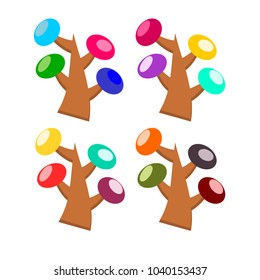 Colorful tree vector collection on a white background can be used for both media and web sites