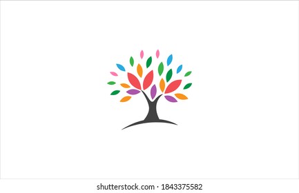 Colorful Tree Vector Flat Minimalist Logo