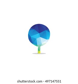 Colorful tree vector, hexagon, polygonal tree illustration, tree logo, low poly style