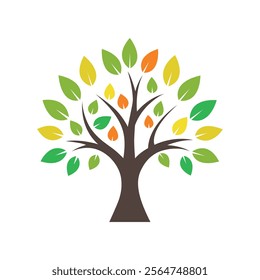 Colorful Tree Vector Icon Design. Growth and wisdom logo design. Green tree icon vector illustration.