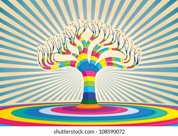 Colorful tree vector illustration