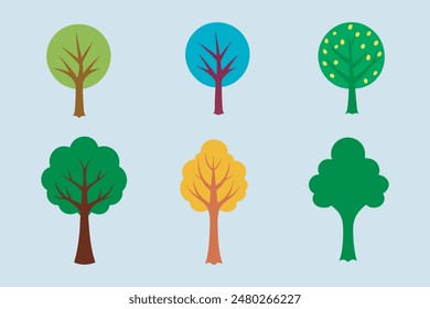 Colorful Tree Vector Illustrations for Nature.