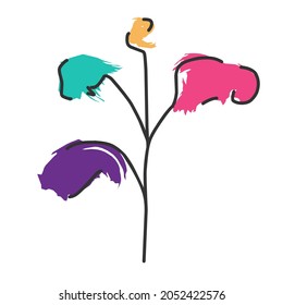 Colorful tree vector interior with simple and flat design.