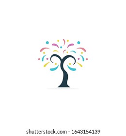 Diseño del logo del vector de árbol colorido.