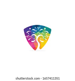 Diseño del logo del vector de árbol colorido.