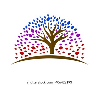 colorful tree wood forest plant herb nature image icon logo ornament