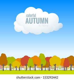 Colorful Trees and blue sky - autumn design