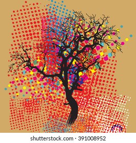 Colorful trees in a decorative style