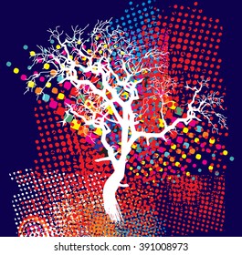 Colorful trees in a decorative style