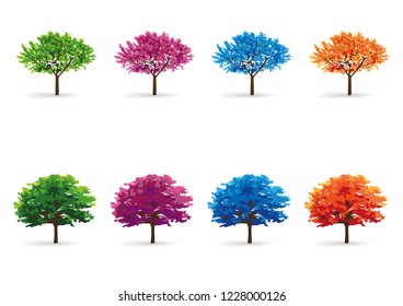 Árboles coloridos ilustrados