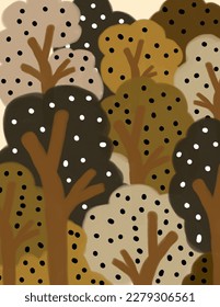 Colorful trees, on white background illustrations vector, aesthetic for wallpaper, wall decor, templates covers, art prints