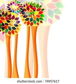 Colorful trees on the white background