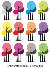 Colorful trees vector illustration