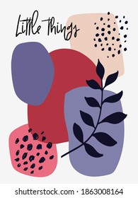 Colorful trend minimalistic geometric pattern poster hand drawn. Design background elements composition. Magazine, leaflet, billboard