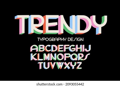 colorido trendy 3 dimensión tipo de diseño vector, ilustración