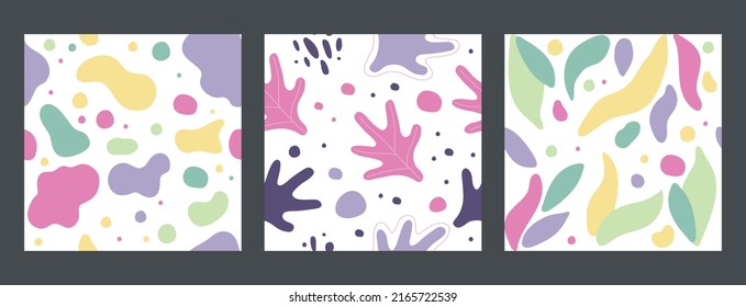 Colorful trendy abstract pattern set. Fashionable template for design. Modern cartoon style