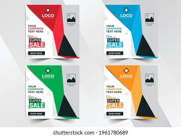 Colorful trendy abstract shape 
Digital marketing Square web banner ads mockup photo vector frame for advertisement sale and discount.