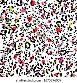 Colorful and trendy of animal skin leopard seamless pattern print in vector EPS10,design for fashion,fabric,web,wallpaper,wrapping,cover and all prints on white.