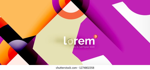 Colorful trendy geometric shapes background. Trendy abstract layout template for business or technology presentation or web brochure cover, wallpaper. Vector illustration
