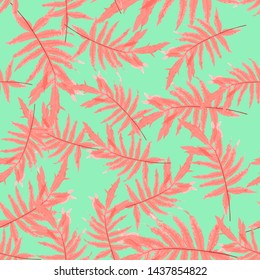 Colorful trendy seamless pattern with tropical leaves. Watercolor style stock vector illustration.