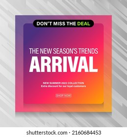 Colorful trendy shopping banner. New Arrival poster.