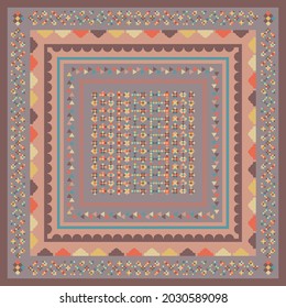 Colorful trendy silk scarves design. Square scarf pattern