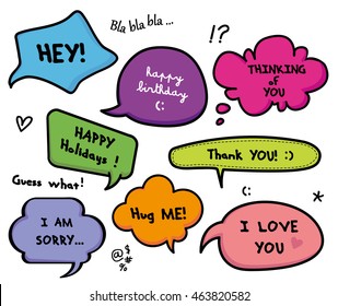 Colorful trendy speech bubbles set / Bright colors Bubbles talk