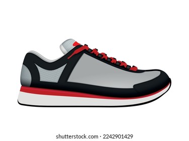 Colorful trendy unisex sneaker on white background realistic vector illustration