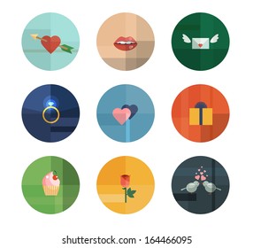 Colorful Trendy Vector Icon Set. Valentine's Day Concept