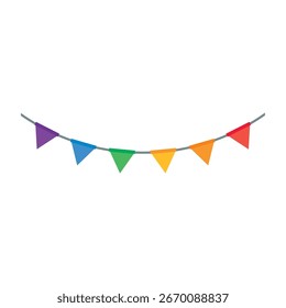 Colorful triangle bunting flags in rainbow colors for celebration party and pride decoration Vector illustration