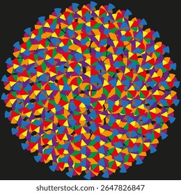 Cercle triangle coloré. Motif géométrique de diffusion. Composition de mosaïque lumineuse. Image vectorielle tableau abstrait.