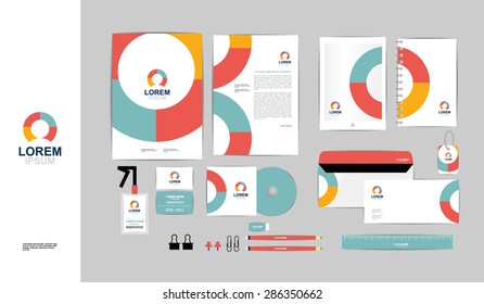 colorful with triangle corporate identity template for your business includes CD Cover, Business Card, folder, ruler, Envelope and Letter Head Designs B