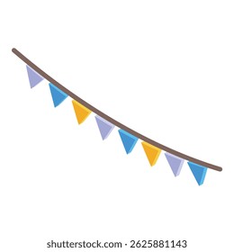 Colorful triangle flags hanging on rope decorating for party celebration