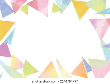 Colorful triangle frame material on white background