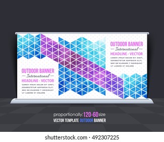 Colorful Triangle Frames Polygonal Outdoor Advertising Design, Horizontal Banner, Background Template