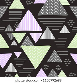 Colorful triangle geometric pattern with hand drawn style